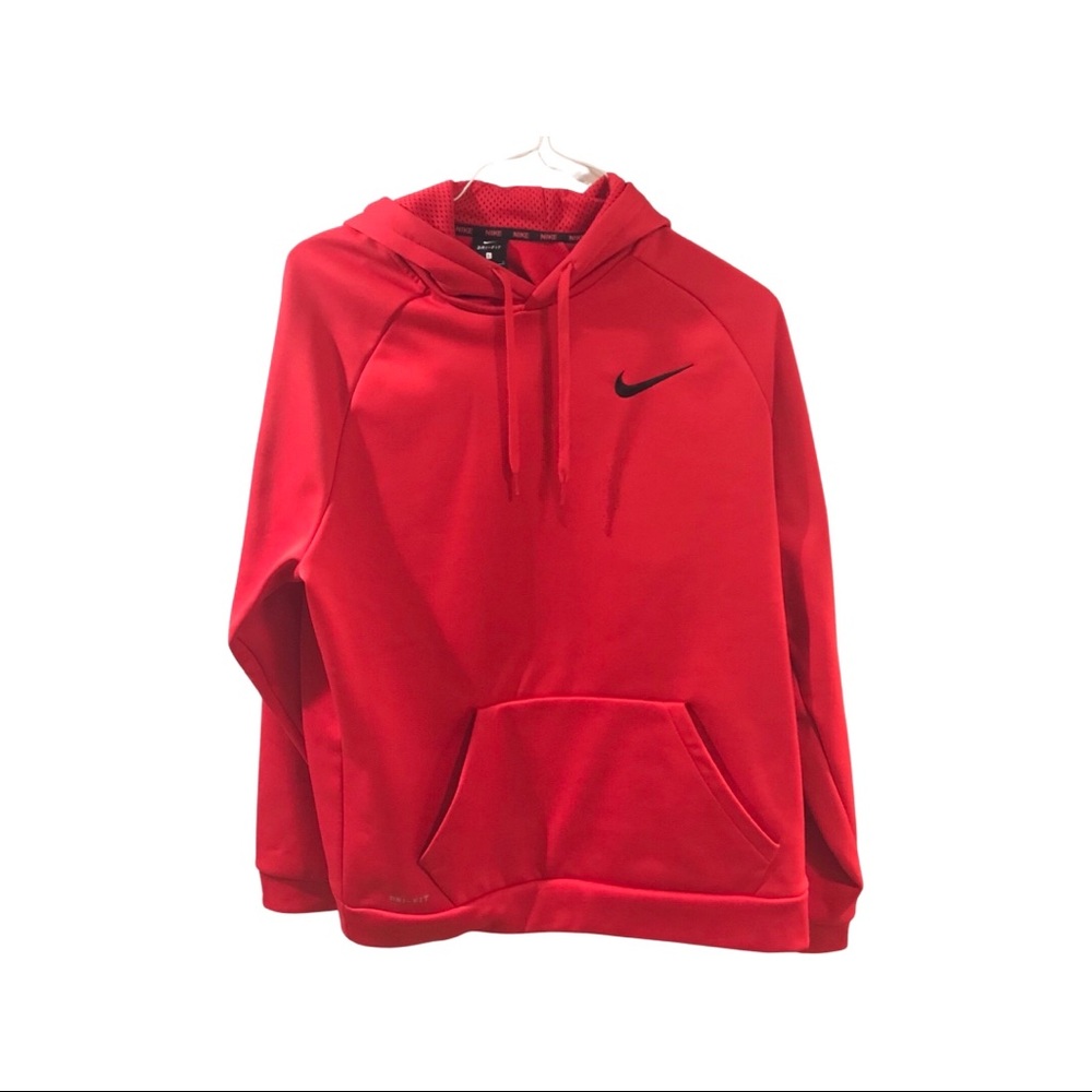 Nike Dri-Fit Size Large. Red Color Hooded Athletic Pull Over. With Pockets.